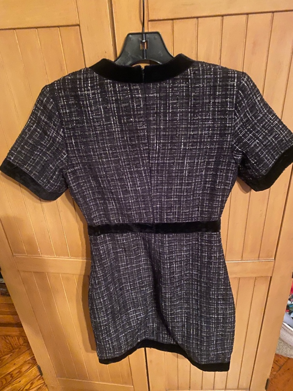 Cider Black Tweed Short-Sleeve Button-Front Mini Dress / XXS - Picture 9 of 16